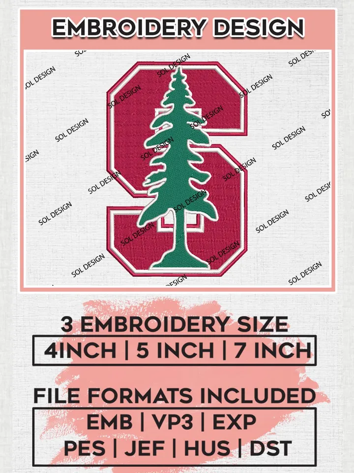 NCAA Stanford Cardinal Logo Machine Embroidery Design, NCAA Stanford Cardinal Embroidery Design Design files, NCAA Team Embroidery Designs, NCAA Machine Embroidery Designs, Digital Download