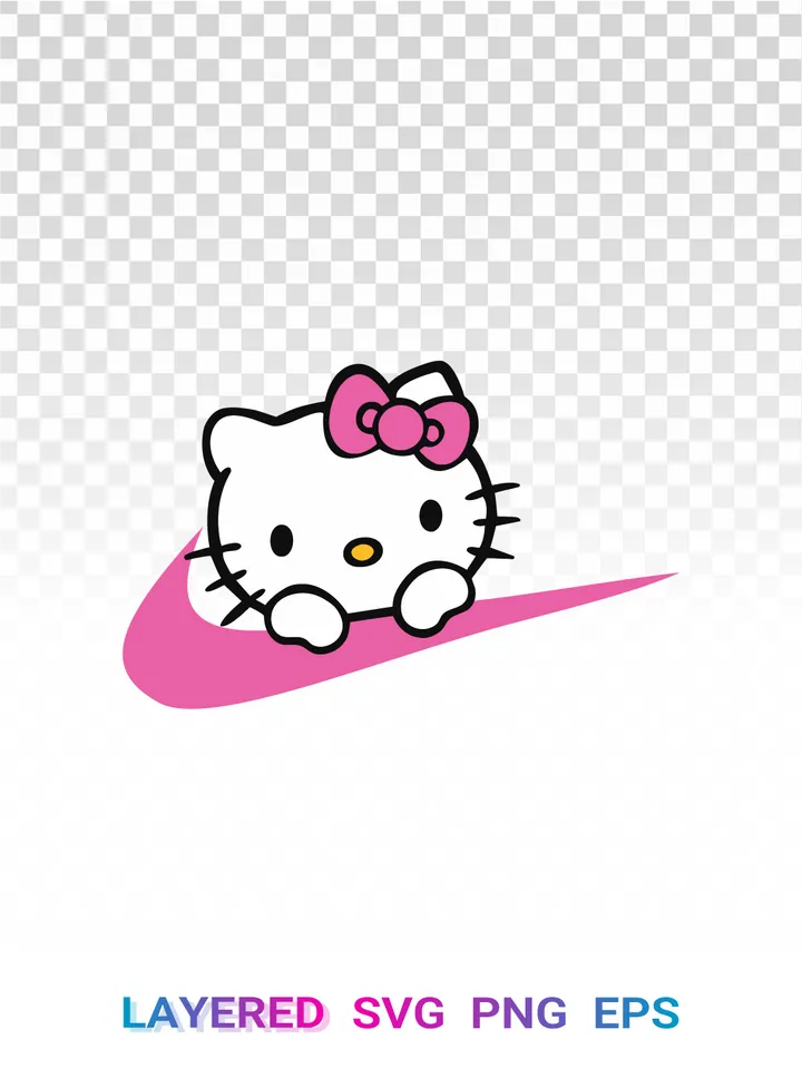 Hello Kitty Nike Swoosh SVG PNG Crossover Cricut