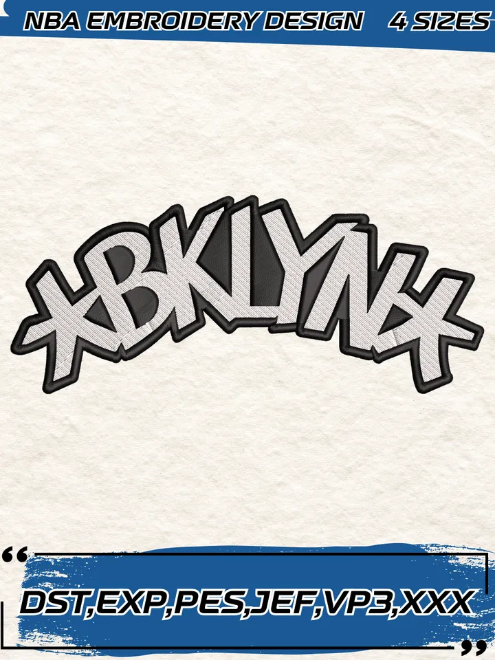 Brooklyn Nets Logo Embroidery Designs,NBA Logo Embroidery Files, Machine Embroidery Design File, 4 Sizes,Digital Download