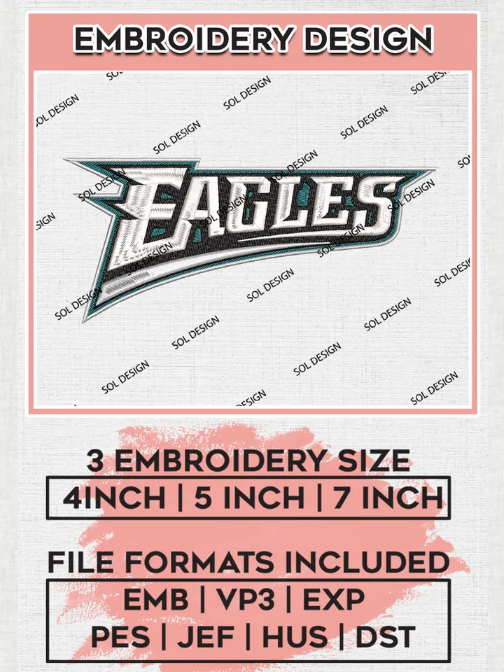 NFL Philadelphia Eagles Wordmark Embroidery Design Files, NFL Eagles, NFL Logo Embroidery Files, NFL Philadelphia Eagles Machine Embroidery Design, Digital Download