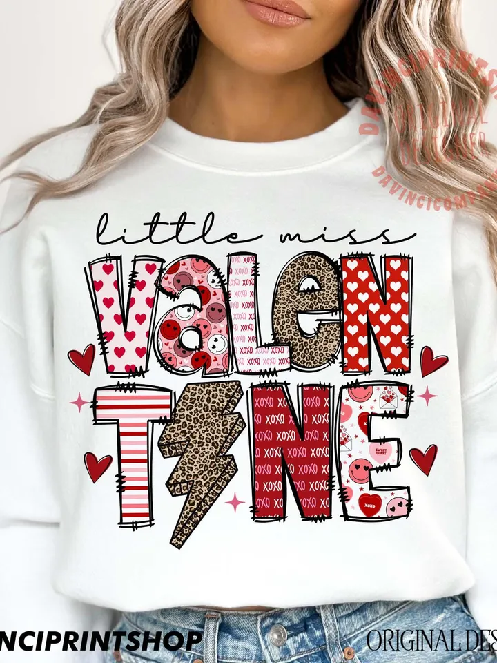 Little Miss valentine png, Happy valentine's png, Valentine's Day png, Love png, Pink Loved Baby girl shirt Daughter clipart files download