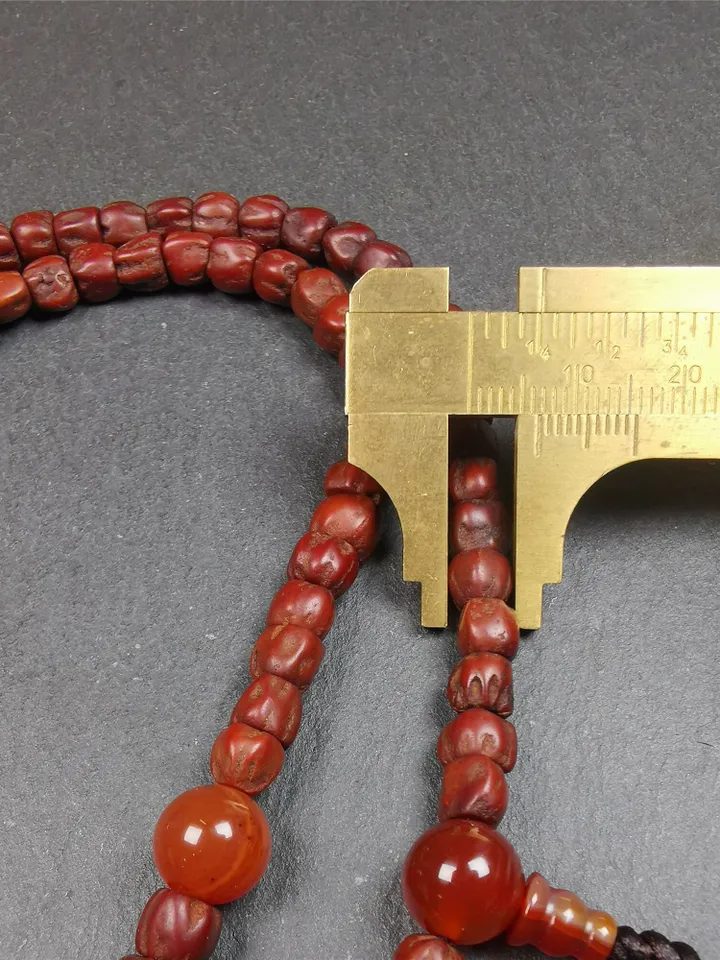 Gandhanra Old 108 Tibetan Cypress Seed Beads Mala,Prayer Beads Necklace for Meditation,Diameter 0.26", Circumference 25"