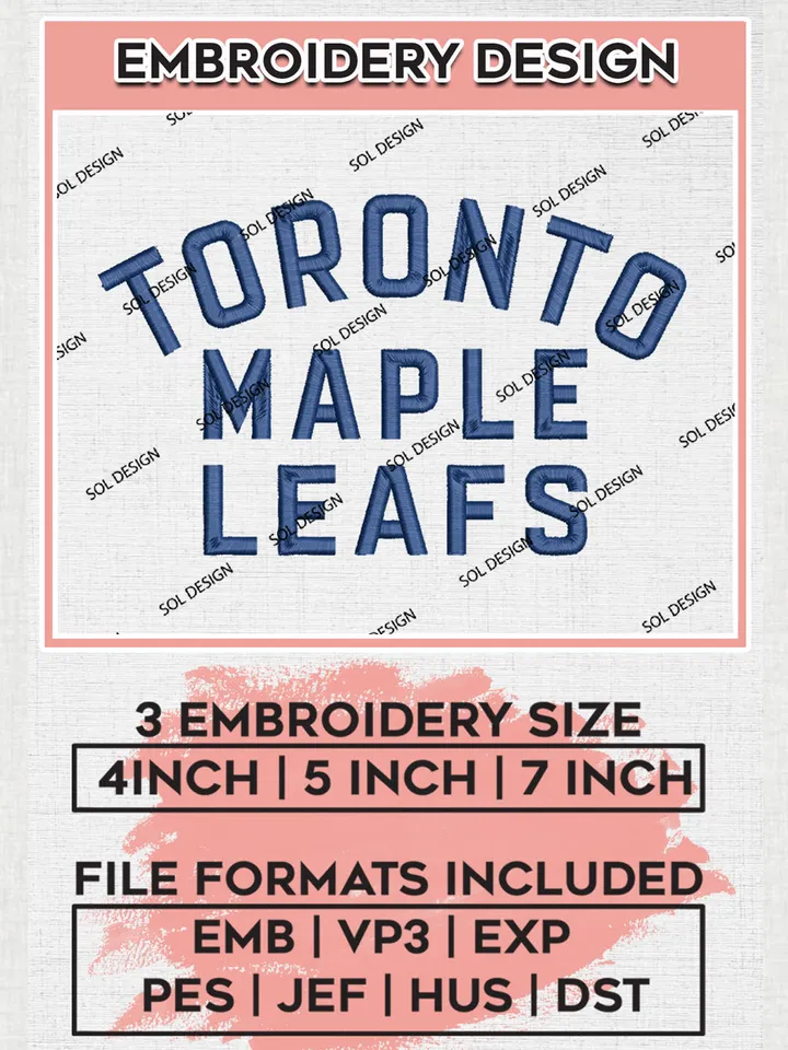 Toronto Maple Leafs NHL Team Writing Logo Embroidery Design, NHL Toronto Maple Leafs Logo Embroidery Files, Hockey Team Machine Embroidery, Machine Embroidery Design