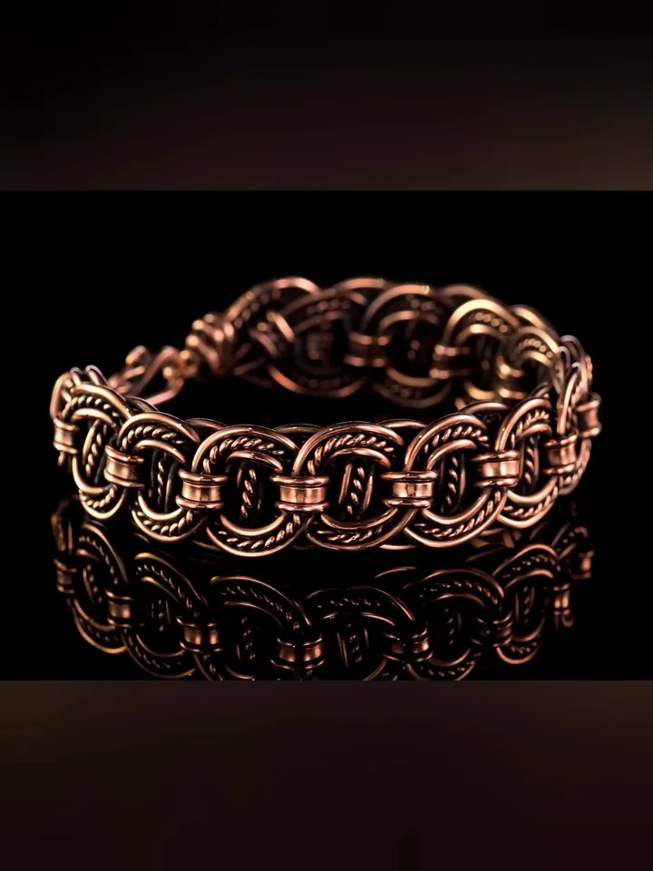 Woven copper wire bracelet Antique style handcrafted copper jewelry Unique gift