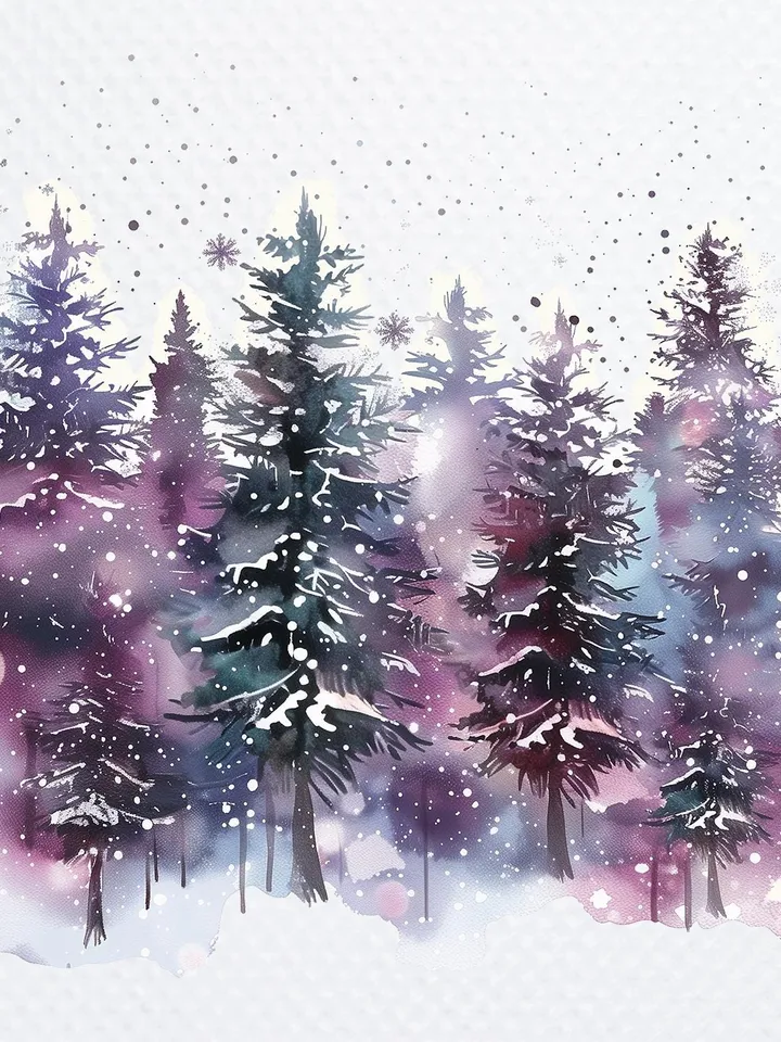 10 Christmas Trees PNG Bundle, Winter Landscape Printable Watercolor clipart fosublimation, High Quality PNG, Digital download, Paper craft