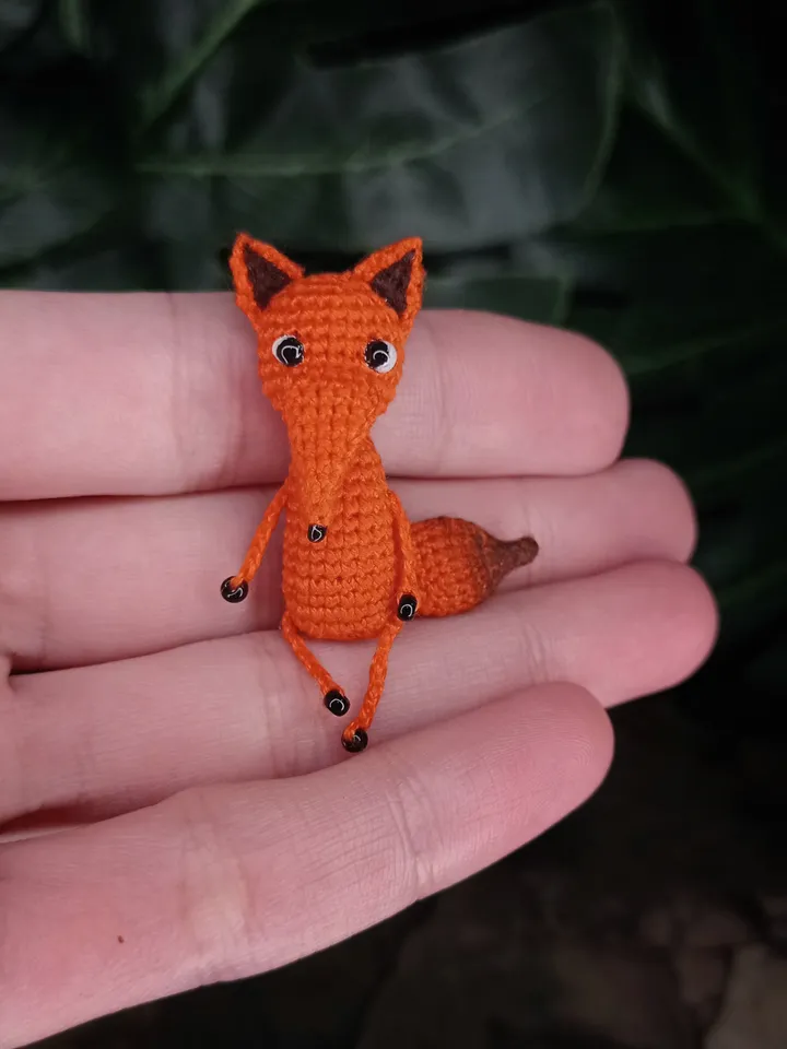 PDF crochet pattern little fox. Crochet miniature pattern. Little fox toy pattern. DIY cute toy. Pattern amigurumi