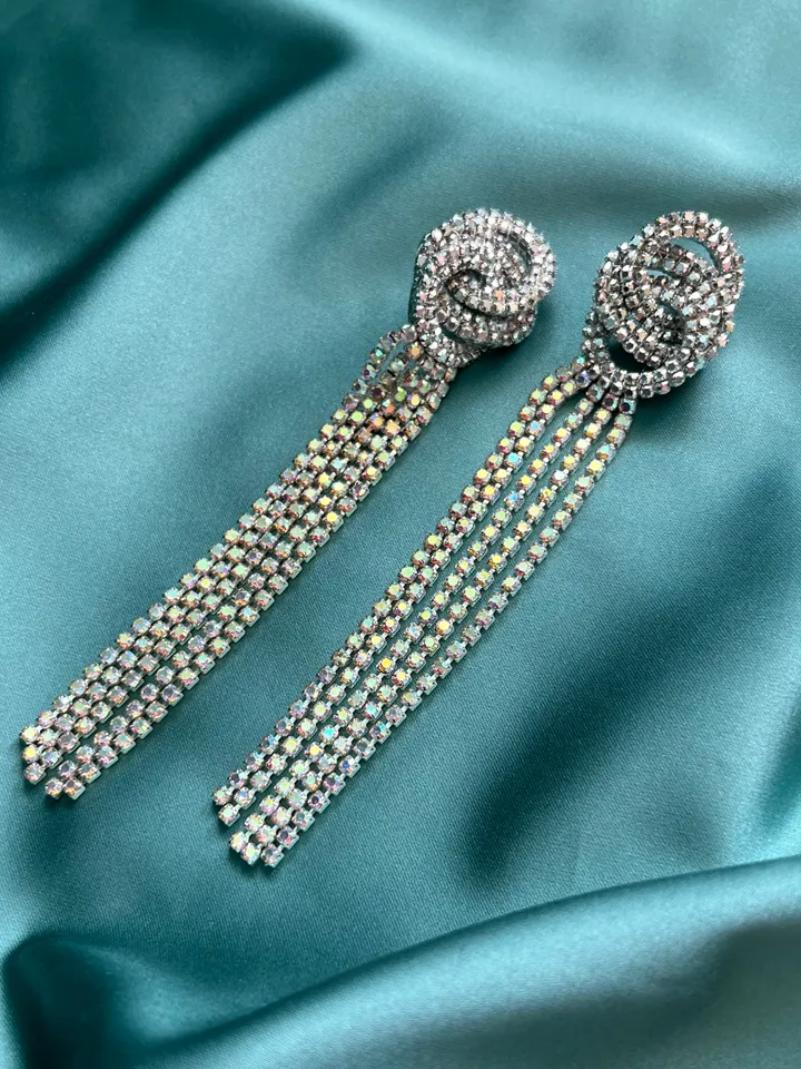 Infinity Crystal Fringe Earrings