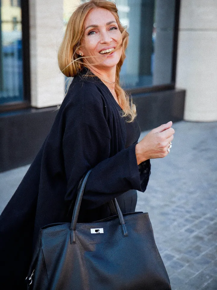 Genuine leather black classy designer women bag | everyday purse | elegant bag