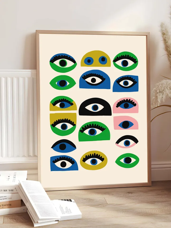 Colorful Abstract Eye Wall Art, Modern Digital Eye Prints, Minimalist Poster, Home Decor, Crazy Eye Illustration, Instant Digital Download