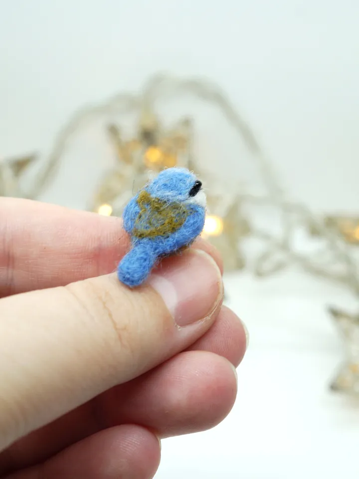 Tiny needle felted titmouse, miniature bird, blue tit, made to order