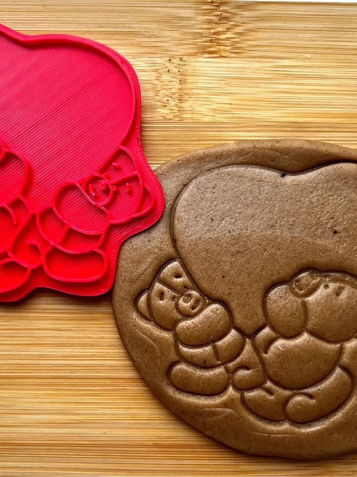 Custom stamp cookie cutters for cake topper gingerbread decor Bear with flowers cutters sugar cookies polimer clay