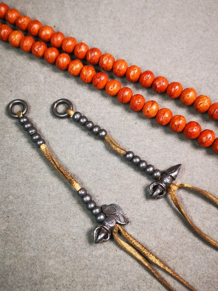 Gandhanra Handmade Tibetan Buddhist Mala Counters,Prayer Bead Counters,with Kartika and Kila Pendant,Made of  Cold Iron