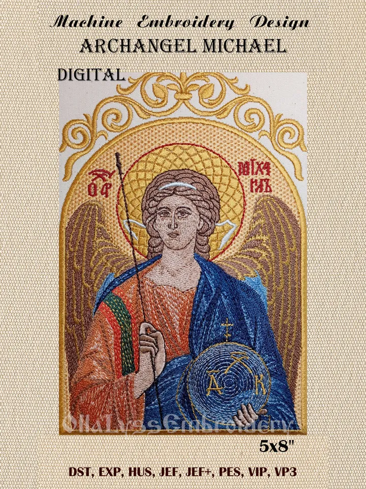 Archangel Michael embroidery design