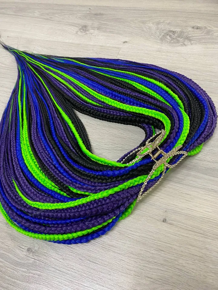 Colourful Synthetic DE braids. Neon Dreadlock extensions full set.