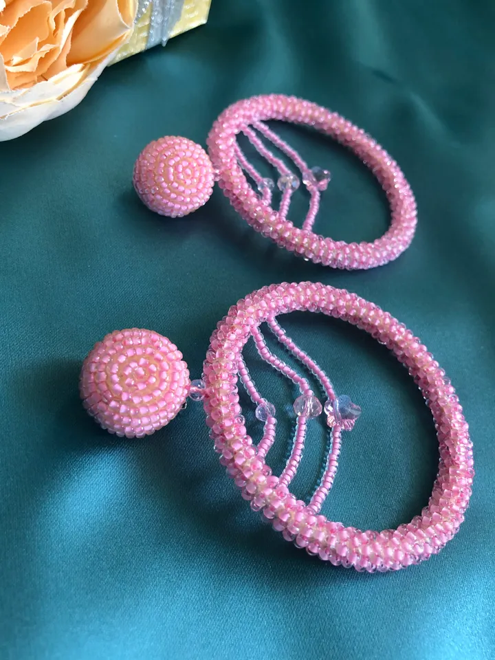 Hoop Beaded Swarovski Crystal clip-on Earrings