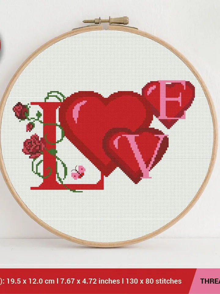 Love Heart Cross stitch pattern | Embroidery Pattern | Instant Download | Embroidery Designs