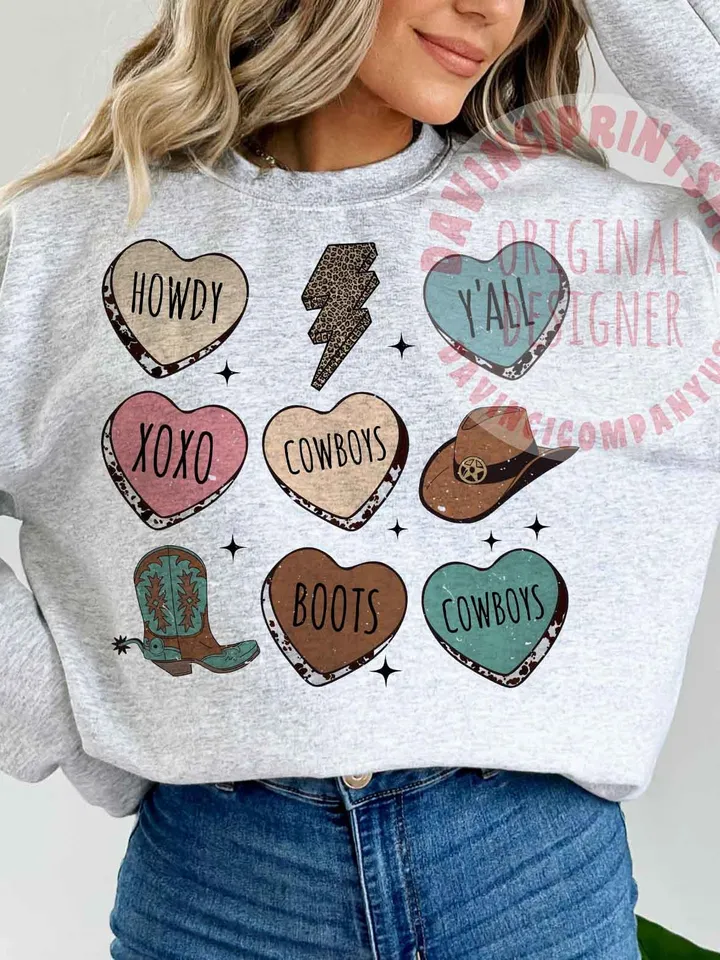 Valentines Candy Heart Png, Western Valentines Png, Retro Valentine Png, Valentines png, Western Sublimation Design, Sublimation design, png