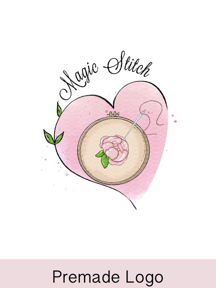 Best Embroidery Logo, Stitch Logo, Flower Embroidery Logo,Sewing Needle Logo, Tread Logo, Needlework Logo