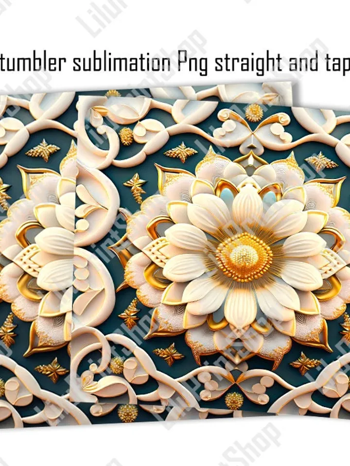 3D tumbler wrap, White flowers tumbler sublimation designs for 20oz Straight skinny and tapered tumbler sublimation png Instant download