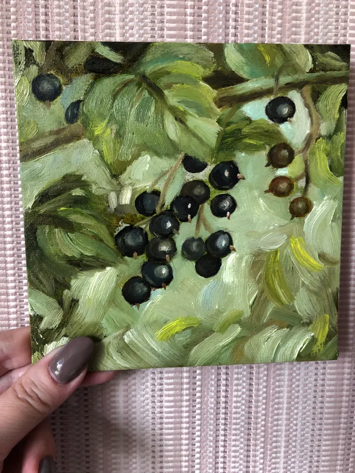 Black currants original oil painting wall art