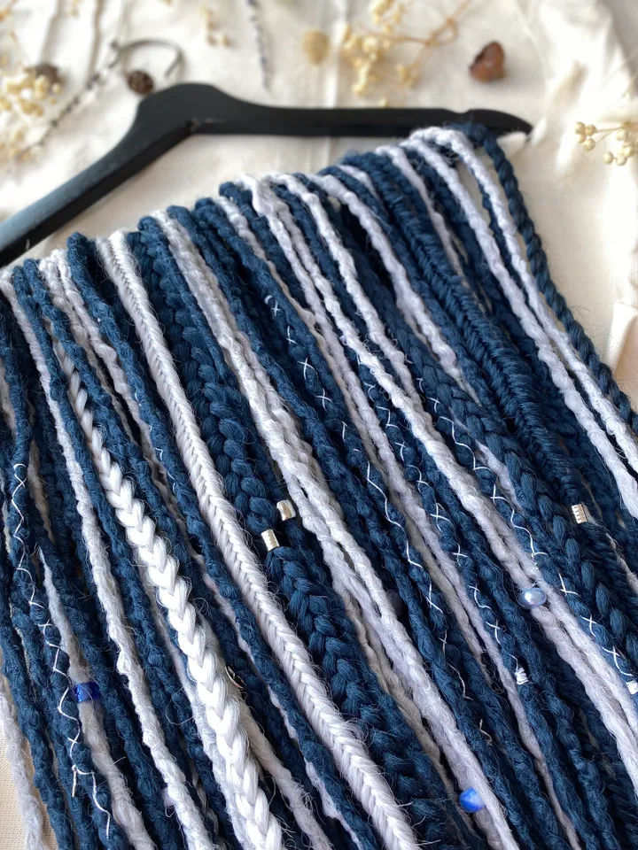 Dark blue and gray synthetic crochet De dreadlocks and braids ready to ship, Dreads extensions, Faux locs, fake dreads