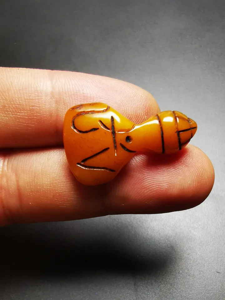 Gandhanra Tibetan Amulet,Hand-carved Yak Bone Pendant, OM Symbol