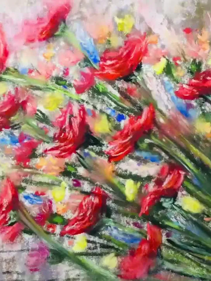 Wild flowers painting,original pastel painting on pastelmat,flowers bouquet,gift for her,flowers wall art