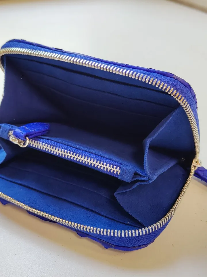 Genuine python skin electric blue wallet | Small wallet | Exotic leather women wallet | Snake trendy Wallet | Snakeskin designer wallet