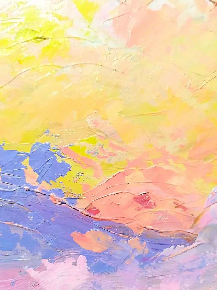 Sunset painting landscape art wildflowers wall decor