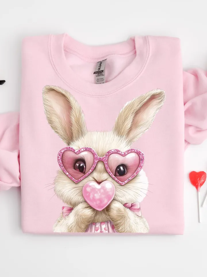 Retro Easter Bunny Blowing Bubble PNG, Vintage Happy Easter PNG, Funny Easter Bunnie Sunglasses Easter Holiday Sublimation Digital Download
