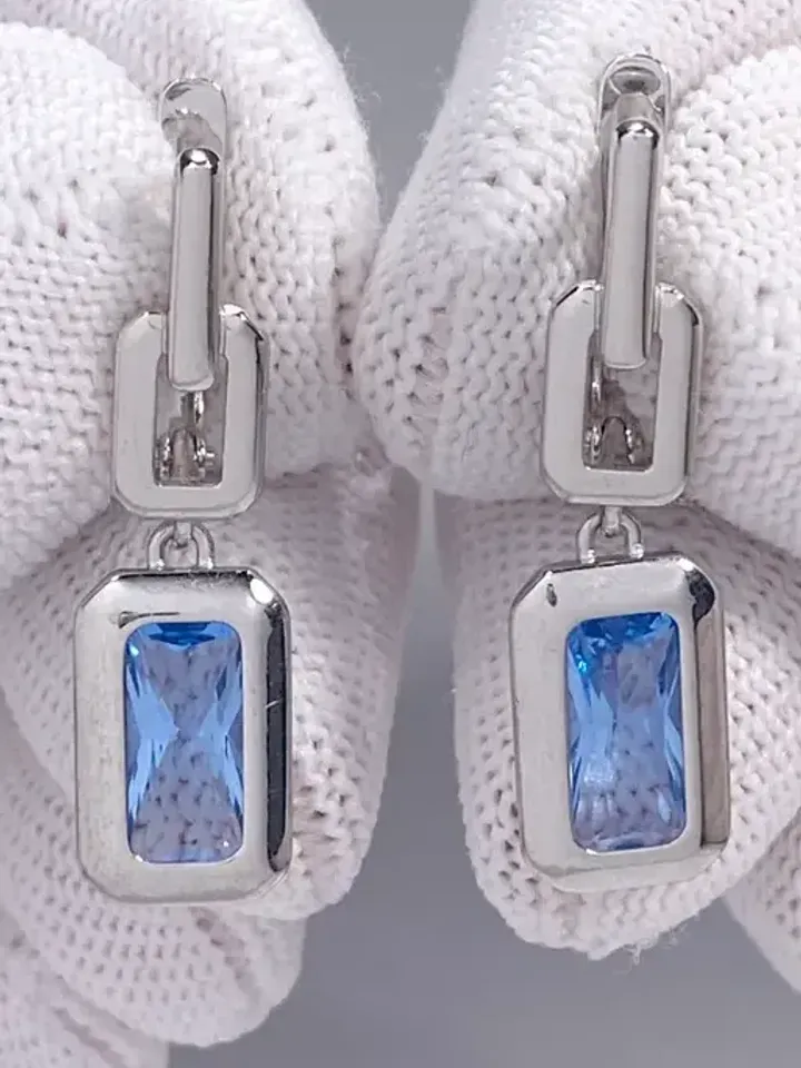 Earrings women silver 925 jewelry long earrings with topaz