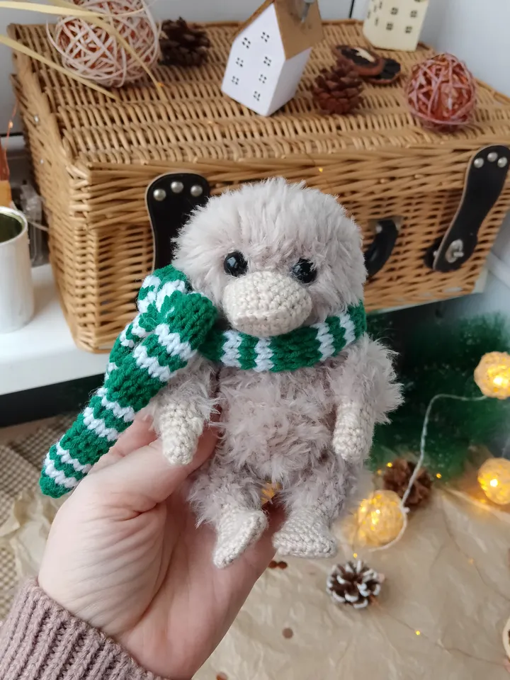 Stuffed Baby Niffler toy. Scamander Fantasy creature art doll ooak handmade gift. Tiny Niffler, ooak ,handmade gift