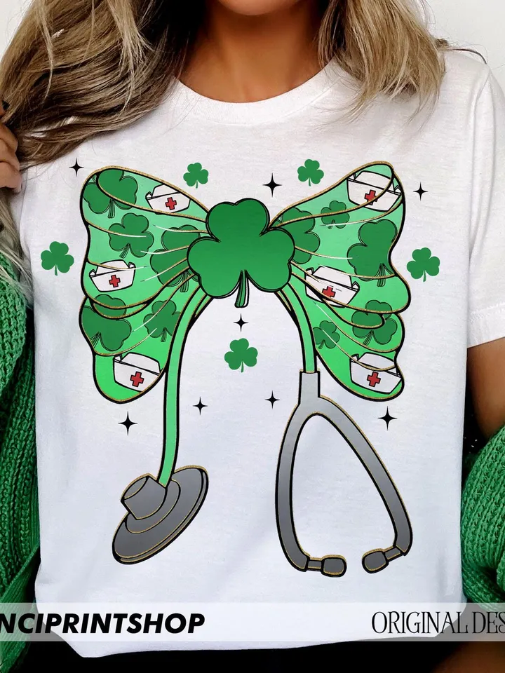Nurse St. Patrick's Day Png, St. Patrick’s Day Nurse Coquette Png, St Patrick's Day png, Nurse Stethoscope St Patrick's Day Png, Nurse png