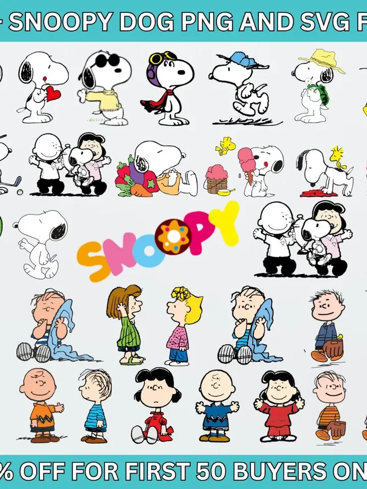 Snoopy Dog PNG Bundle: Retro Cartoon Puppy Clipart (Digital Download)