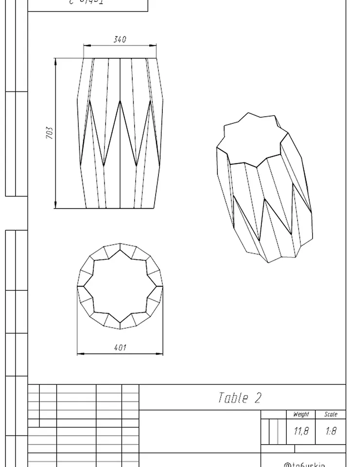 Welding Project Plans Drawings Table 2 (DXF, PDF)