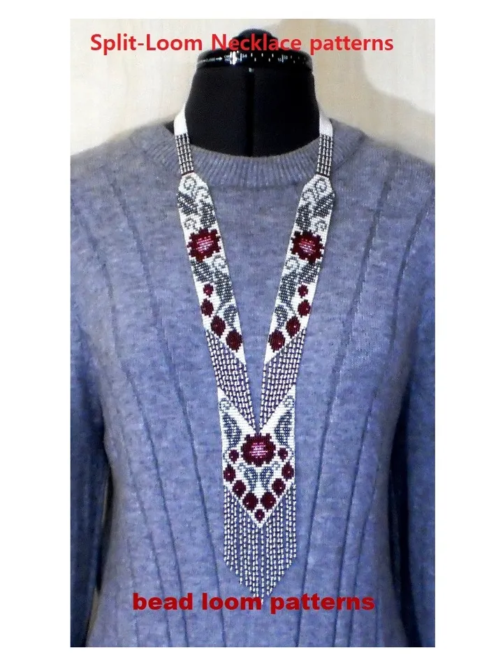 Bead loom patterns, schemes for a Gerdan-Split-Loom Necklace, Beading Loom only Pattern Instant Download, PDF