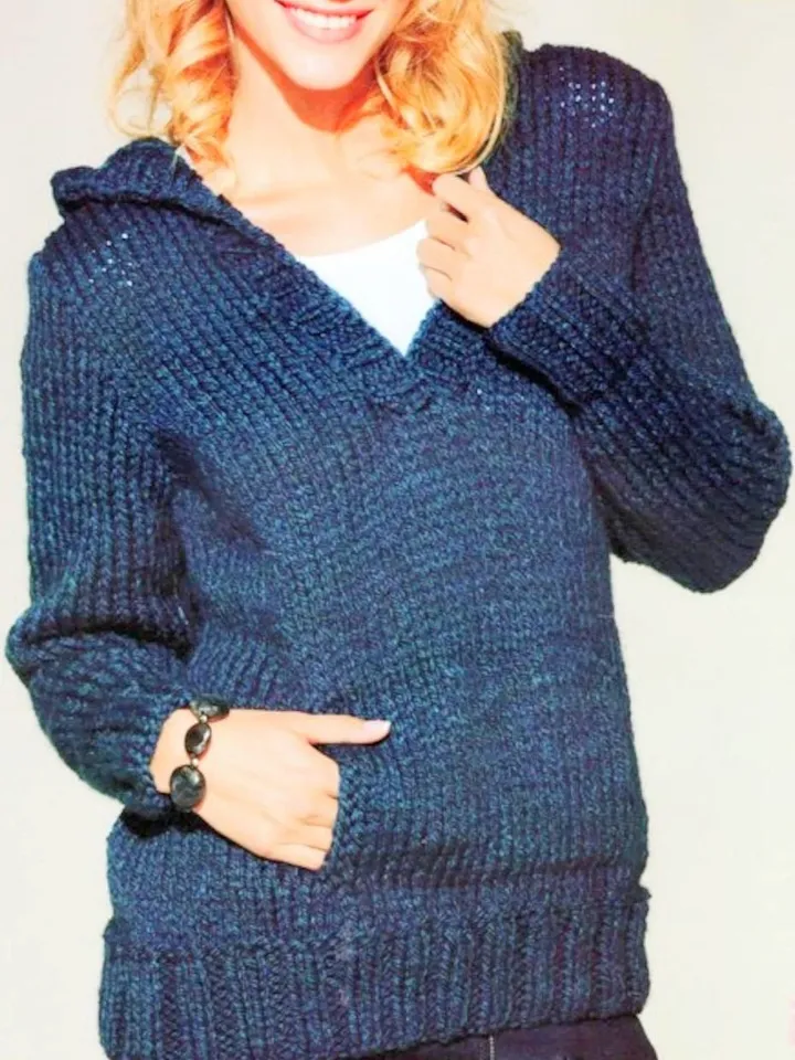 Hooded pattern, sweater pattern, pullover women knitting patterns pdf