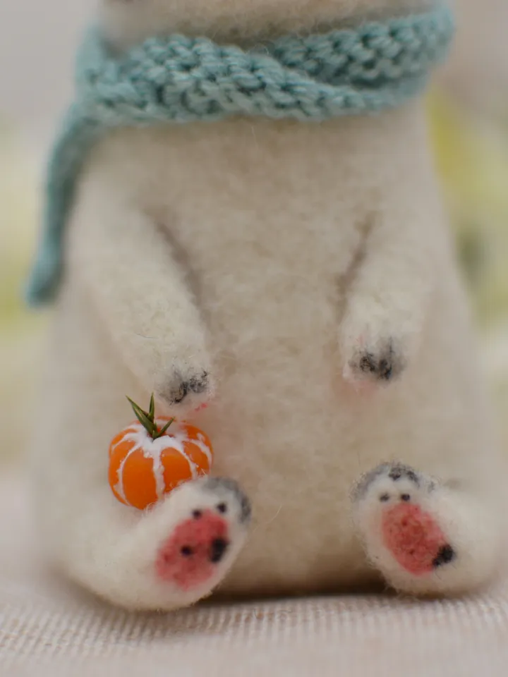 Handmade toy made of wool, French bulldog