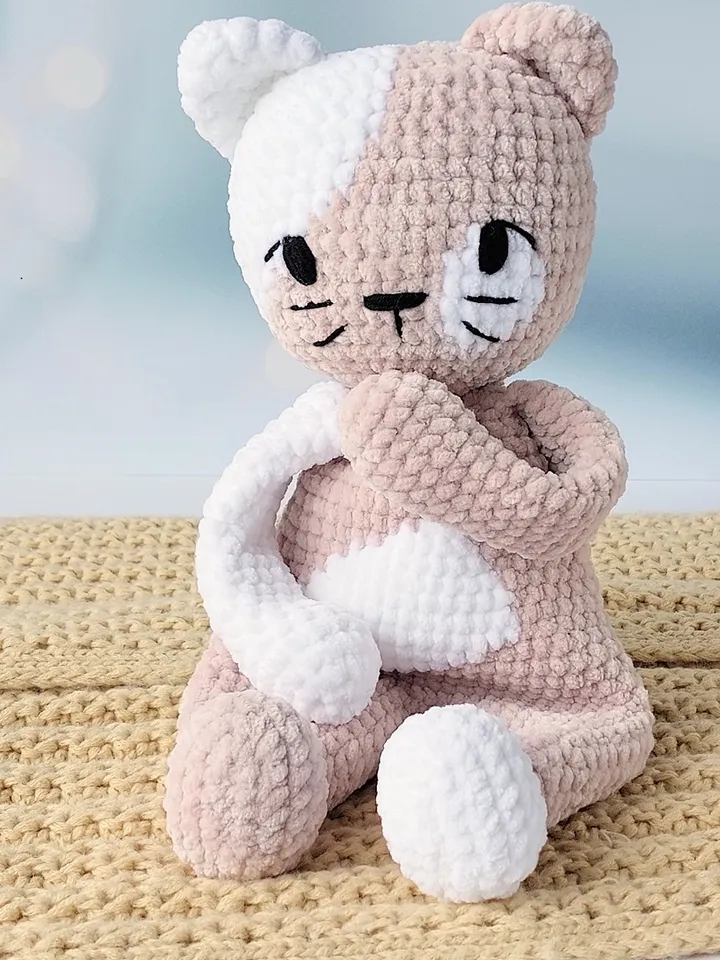 Comforter cat, Kitten lovey, Crochet doll snuggler, Pattern baby doll, Amigurumi pattern, Crochet cat pattern, tutorial.