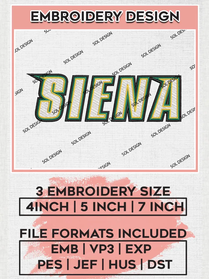 Siena Saints Logo Machine Embroidery Design, NCAA Siena Saints Embroidery Design Design files, NCAA Embroidery Designs, NCAA Machine Embroidery Designs, Digital Download