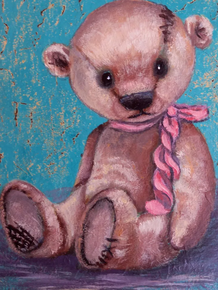Teddy bear original oil painting 20x25 cm