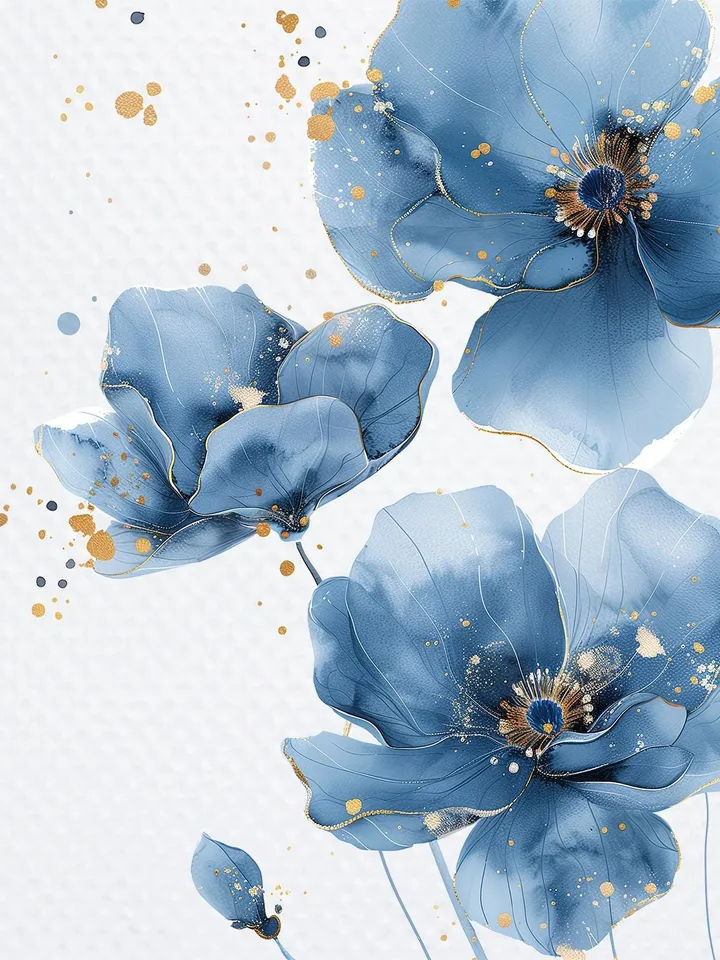 18 Abstract Blue Flowers PNG Bundle, Alcohol Ink Flowers Print Printable Watercolor clipart for sublimation, digital crafting, junk journals
