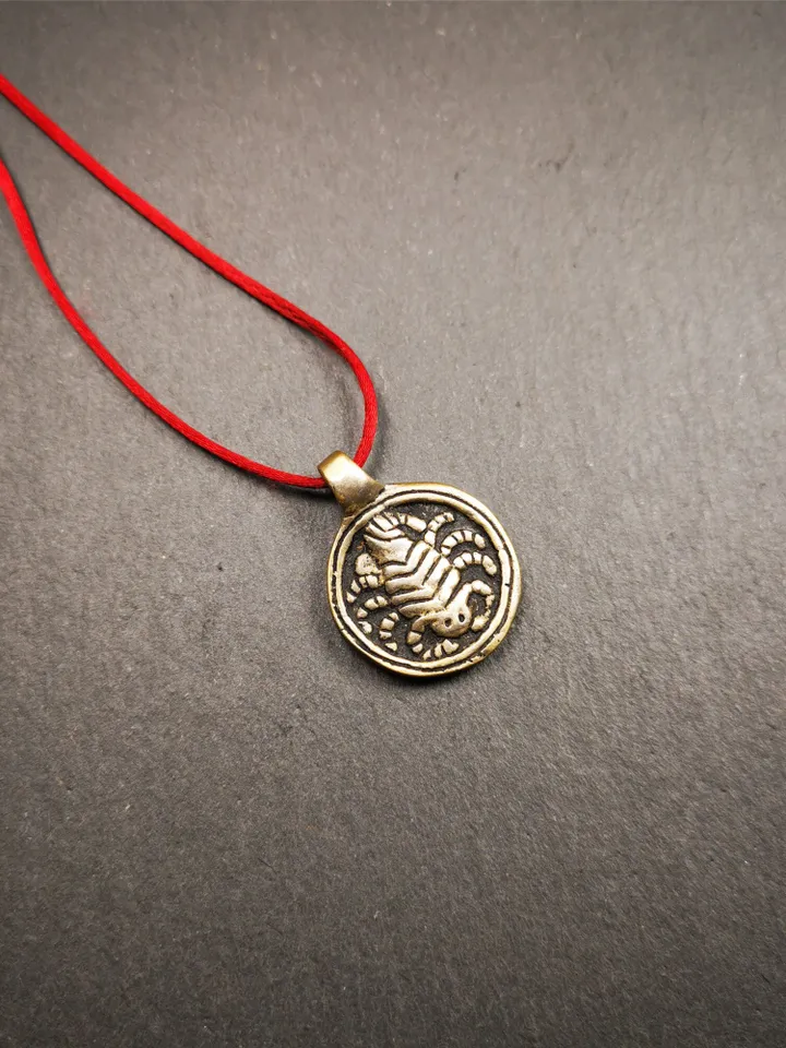Gandhanra Handmade Tibetan Amulet,Scorpion Guru of Padmasambhava, Buddhist Scorpion Pendant, Made of Brass,0.87"