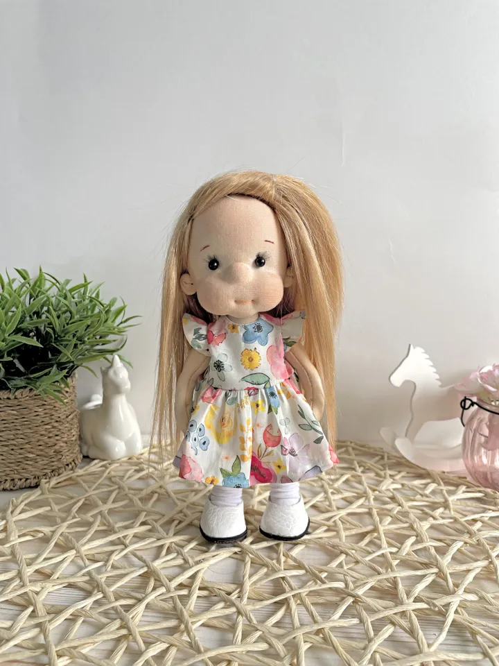 Handmade Poseable Art Doll Waldorf Inspired Collectible Heirloom Gift for Girls (20cm)