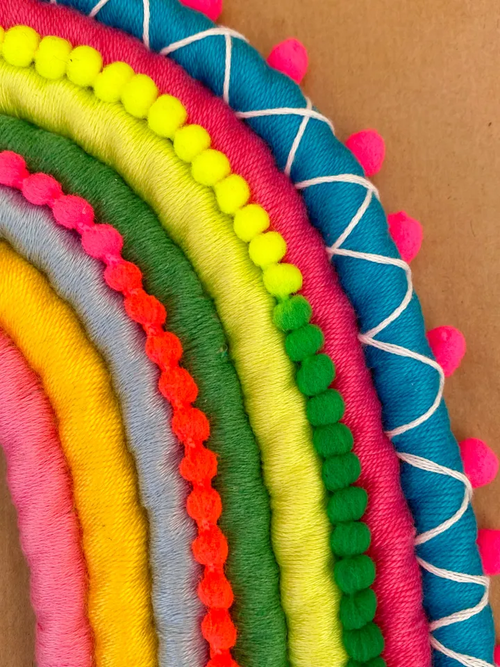 Colorful wall decor, Hippie room decoration, Macrame rainbow with evil eye, Funny gift, Boho home decor