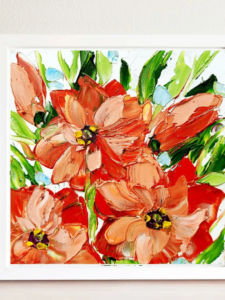 Flowers Oil Painting Floral Original Art Impasto Tulips Art Spring Gifts for Her by ArtProkopaloSv