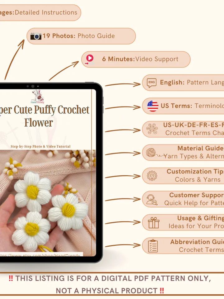 Puffy Crochet Flowers Applique - Colorful Daisy Embellishment for Sweater, Cardigan & Craft Decor - Cute Handmade Crochet Patch