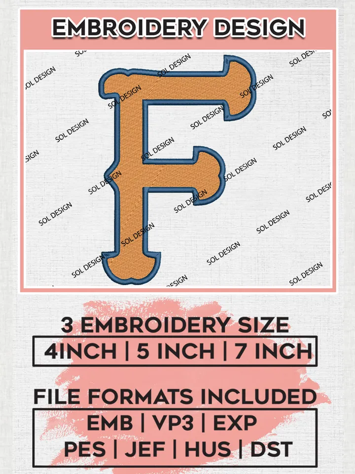 Cal State Fullerton Titans Team Letter Logo Embroidery Design Files, NCAA Cal State Fullerton Titans Machine Embroidery, NCAA Teams, Game Day, 3 sizes, NCAA Machine embroidery designs, Digital Download
