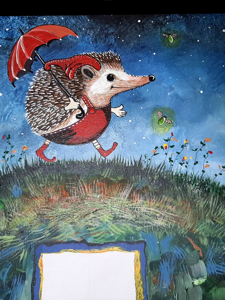 "Way Home' is original acrylic on a canvas board for children, nurses,collectors