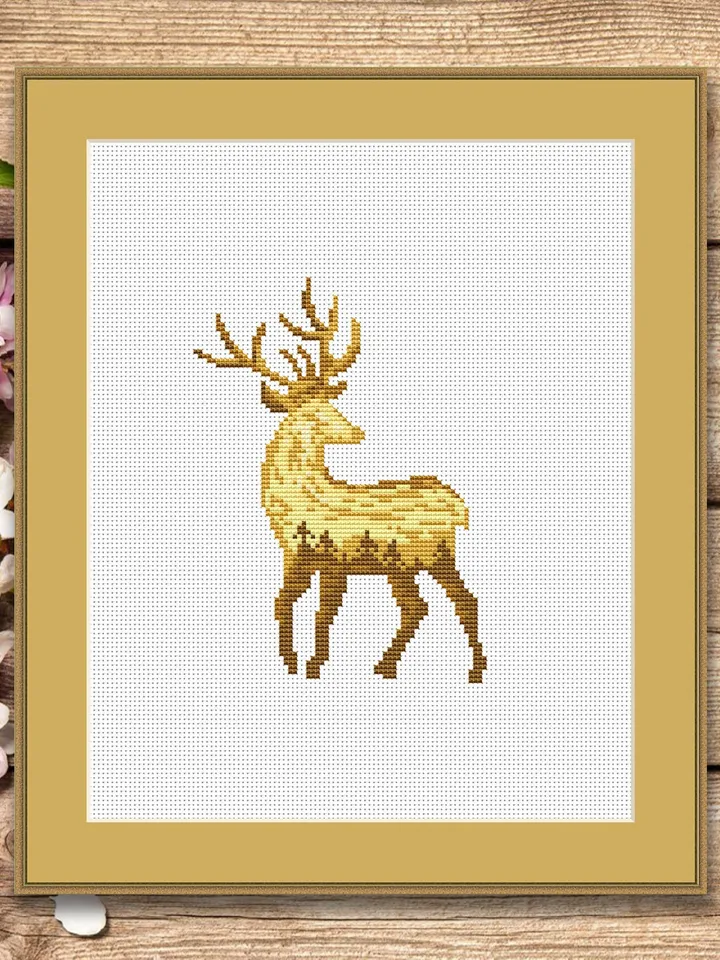 Deer Cross Stitch Pattern, Animal Cross Stitch, Embroidery Deer, Watercolor Deer Silhouette Cross Stitch, Modern Cross Stitch #anm026